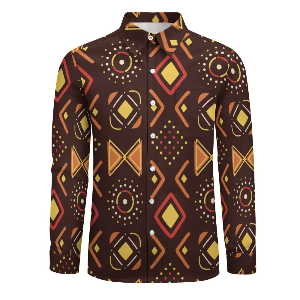 Peach Velvet Casual One Pocket Long Sleeve Shirt HPM