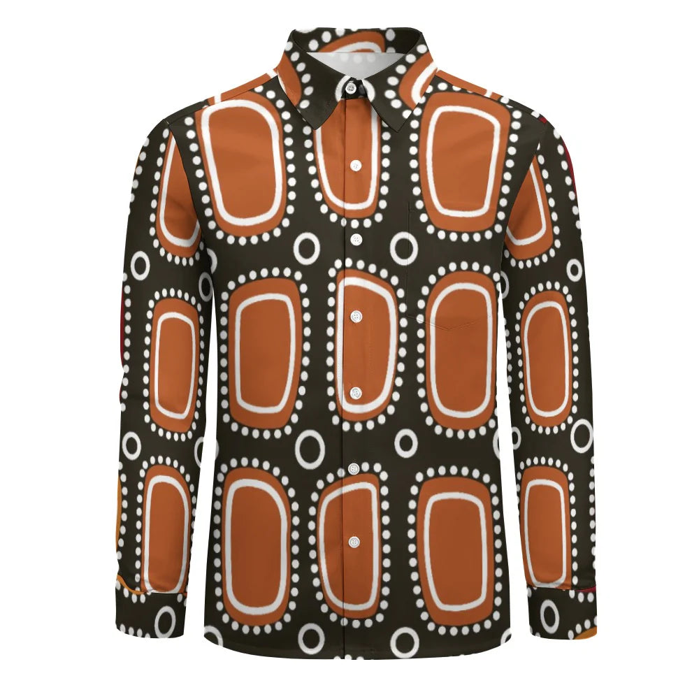 Men’s Peach Long-Sleeve Shirt with Chest Pocket