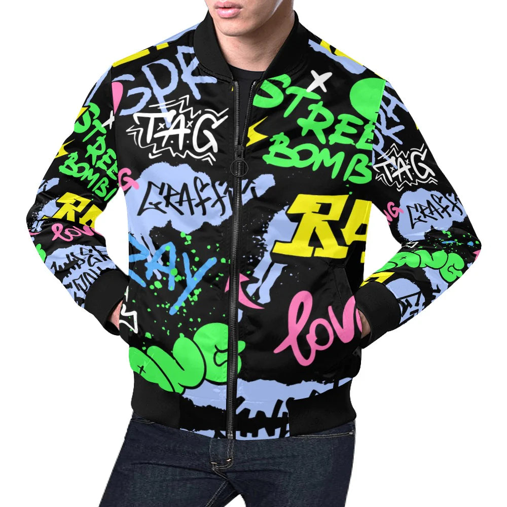 Men's All Over Print Bomber Jacket (Model H19)