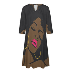 7-point sleeve dress