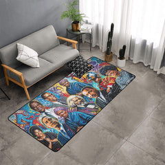 African-American Heroes Area Rug with Black Binding  7'x3'3''