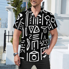 AfroCentrc Pattern  Black culture Black History Harlem Renaissance Cuban collar shirt ( Harlem Print Magic)