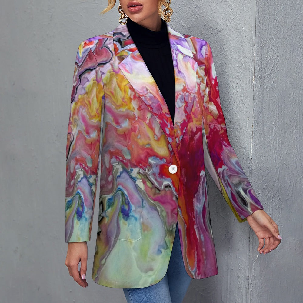 Veste blazer pour femme à imprimé géométrique afro-centrique