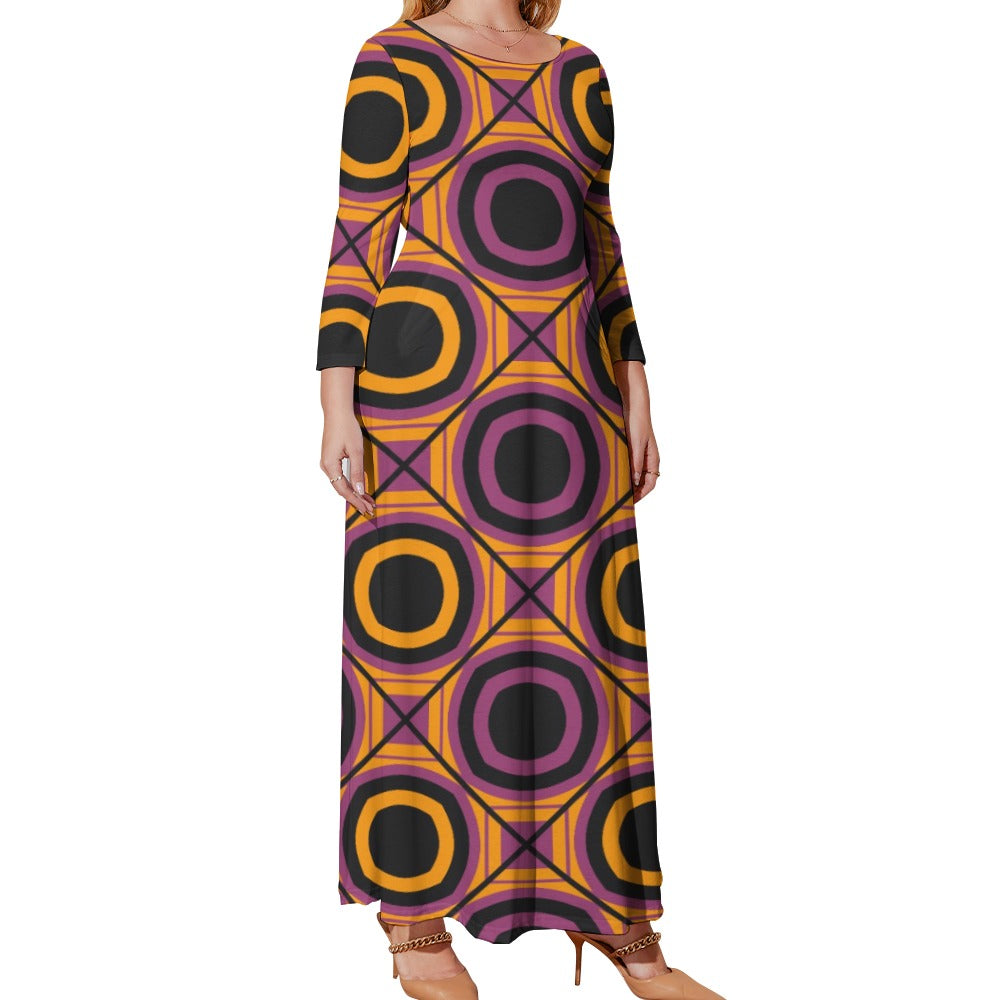 Women's Plus Size Loose Crew Neck Long Sleeve Dress