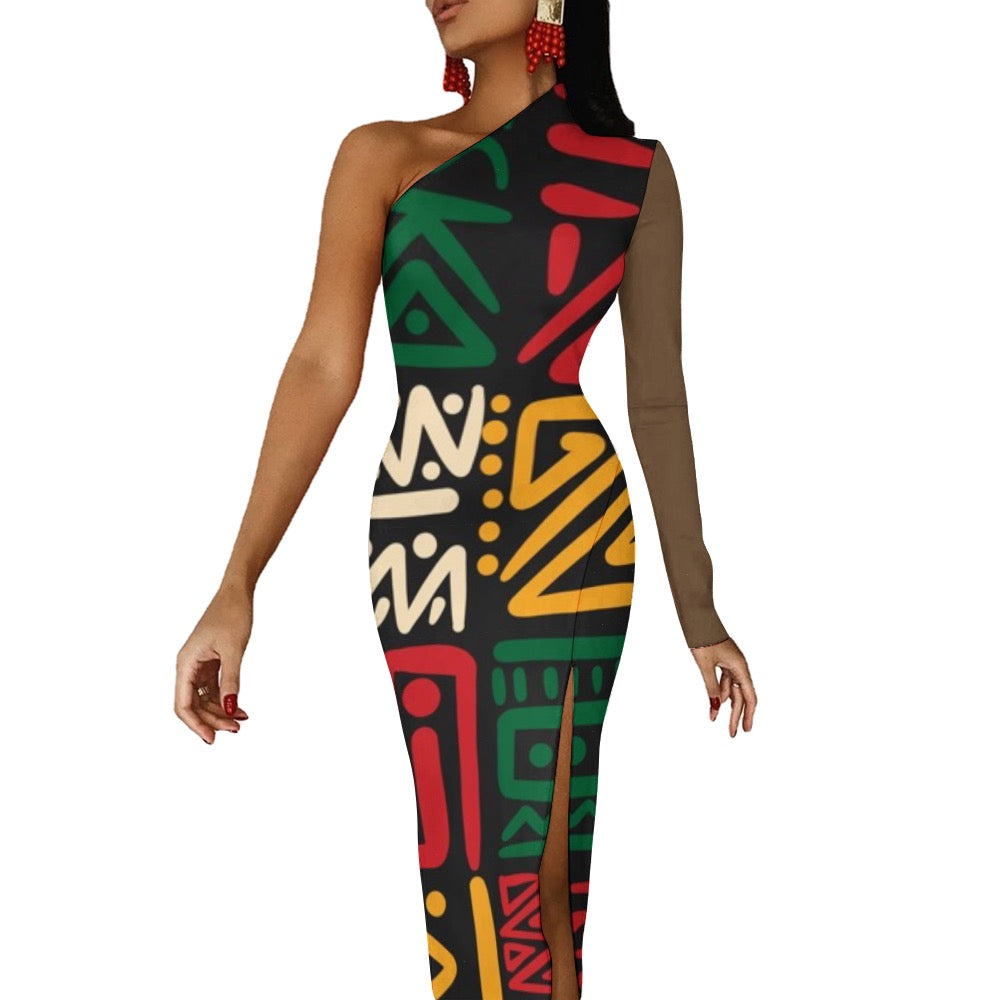 Half Sleeve Slit Dress