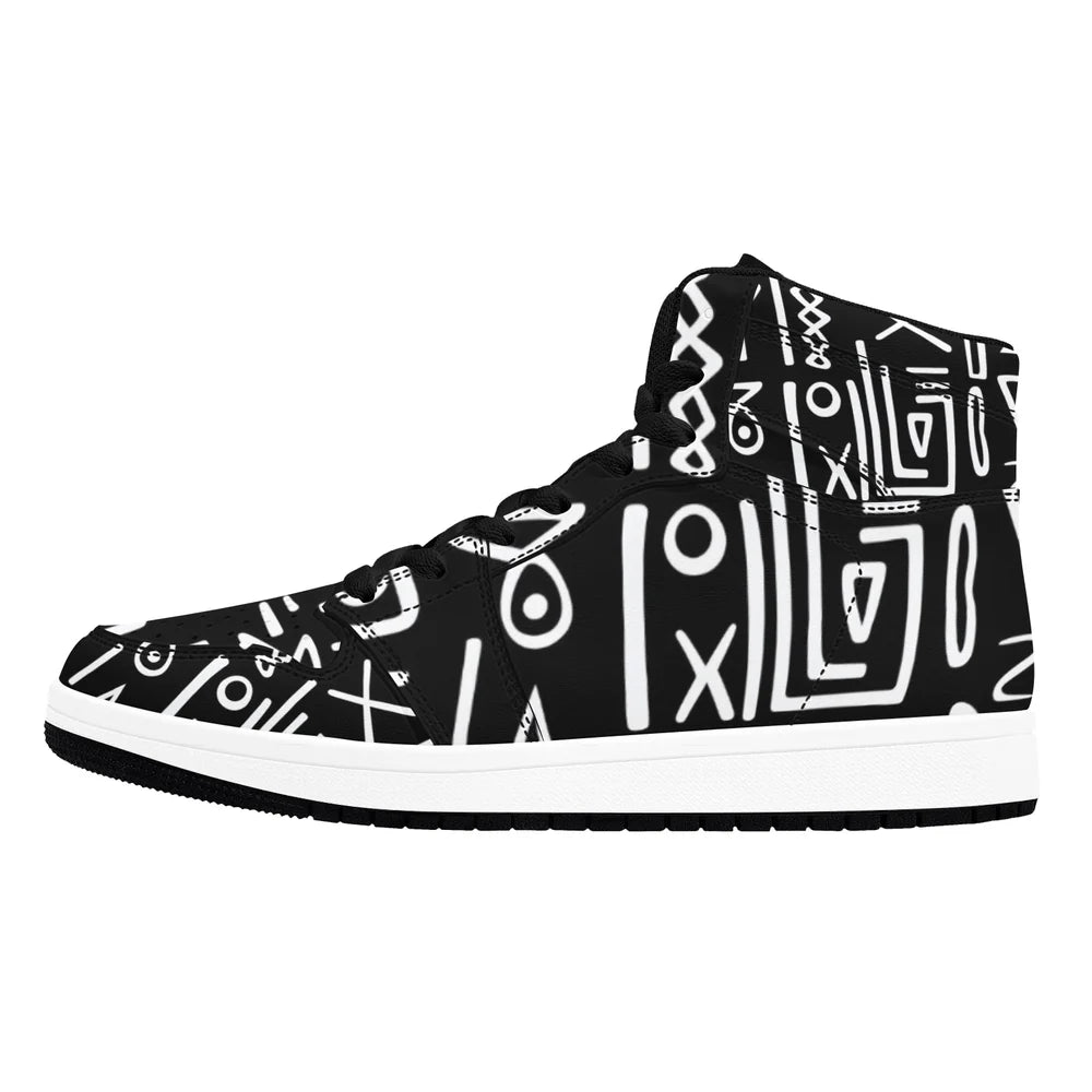 Men’s African Print High Top Sneakers – Bold Tribal Pattern Streetwear Shoes (2)