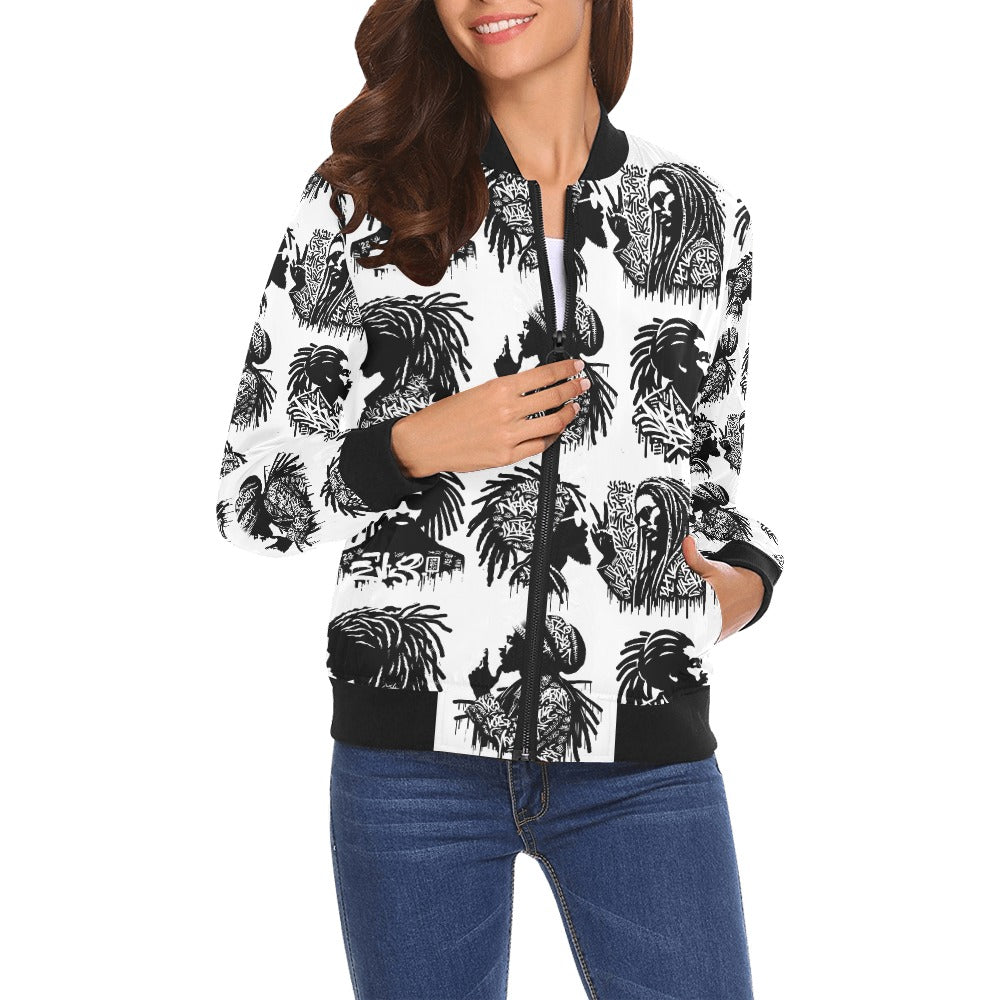 All Over Print Bomber Jacket for Women ( H19)