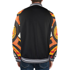 New Men's Striped Trim Bomber Jacket (H21)【Type】95% Polyester and 5% spandex, for men, All-Over Printing. The neckline, cuffs and hem are available in black and red 