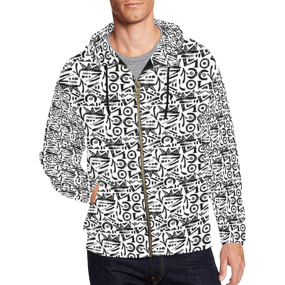 Men's All Over Print Full Zip Hoodie (Model H14)