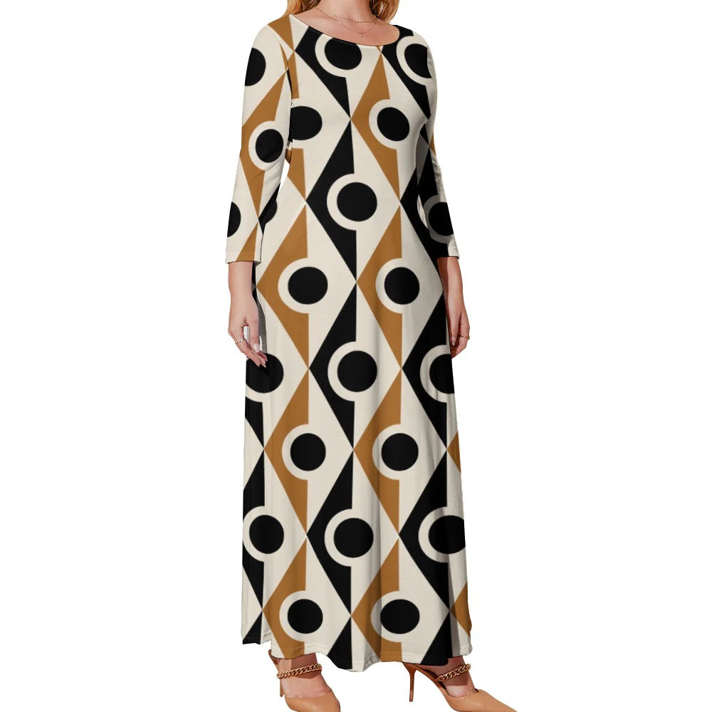 Women's Plus Size Loose Crew Neck Long Sleeve Dress