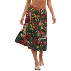AfroCentrc Pattern  Black culture Black History Harlem RenaissanceSkirt  ( Harlem Print Magic)