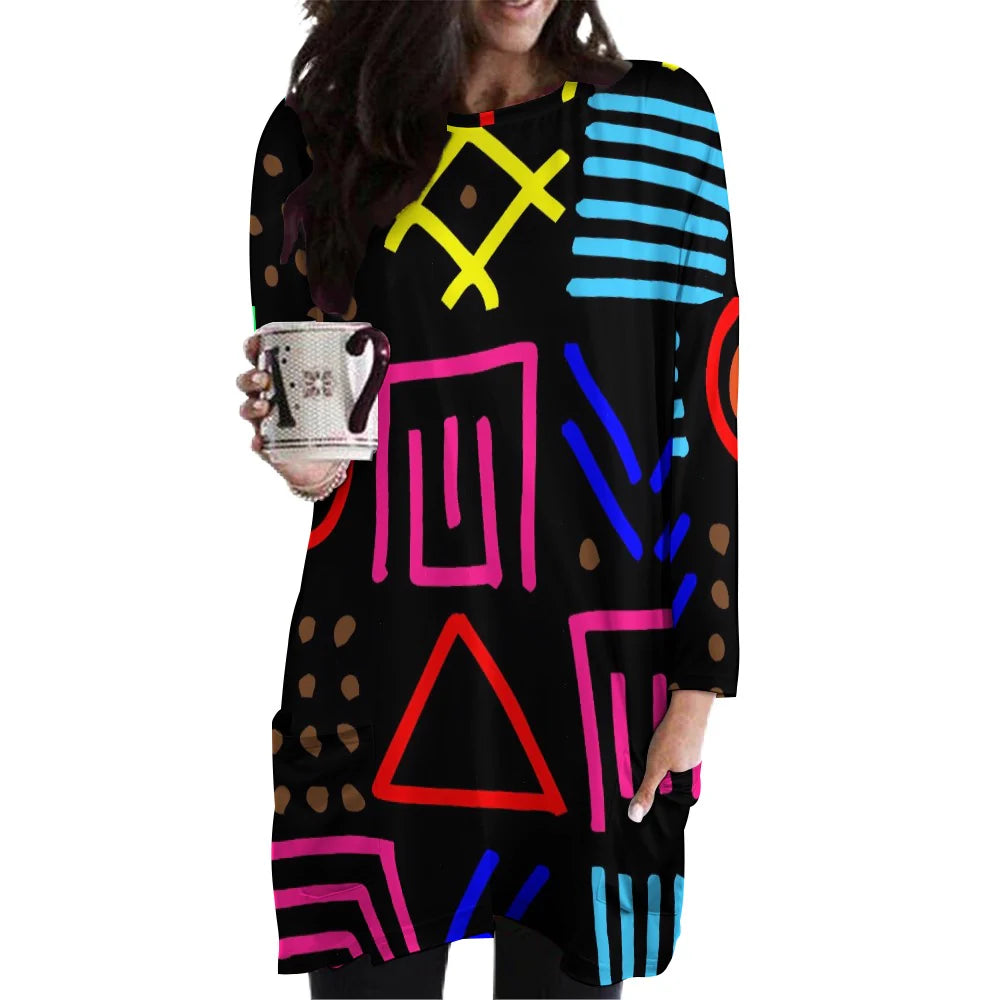 Women’s All Over Long Sleeve Mini Dress