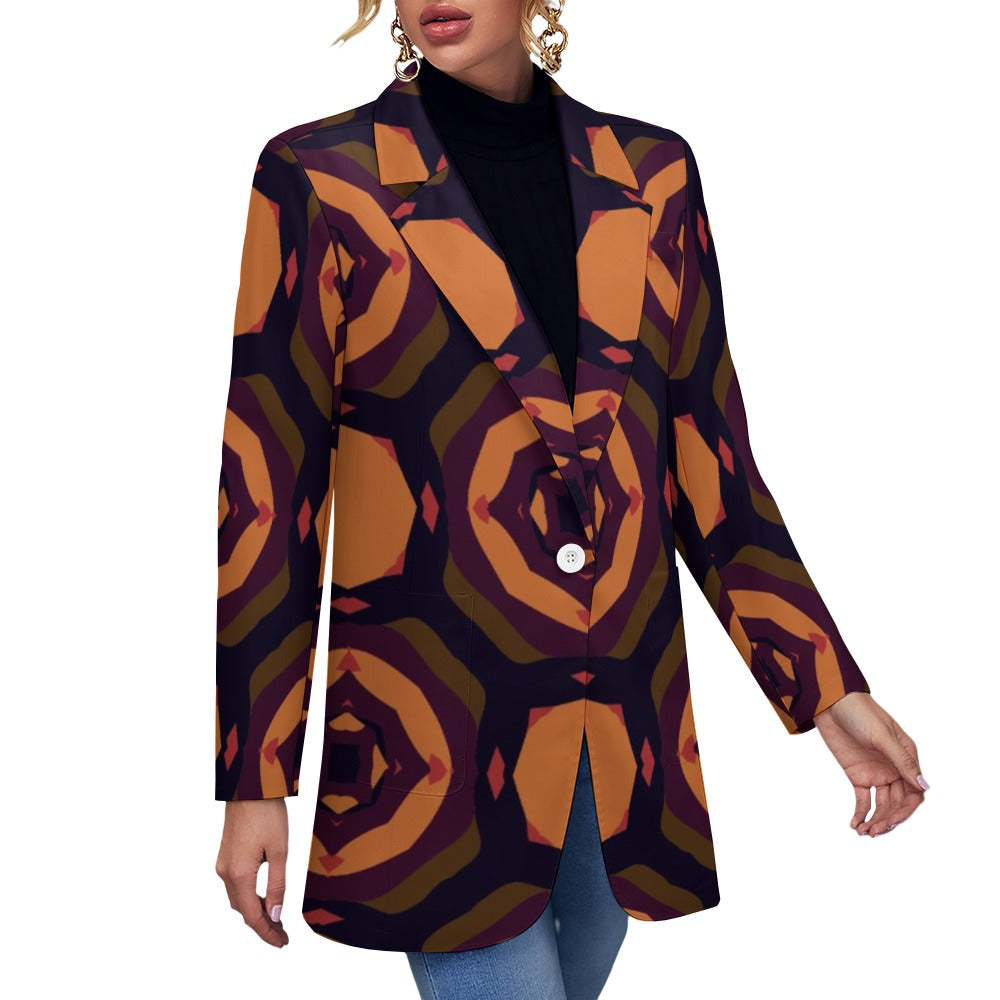 Veste blazer pour femme à imprimé géométrique afro-centrique