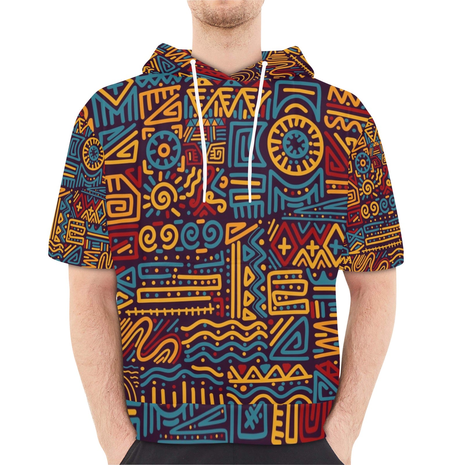 Men's Short Sleeve Fleece Hoodie (H54)