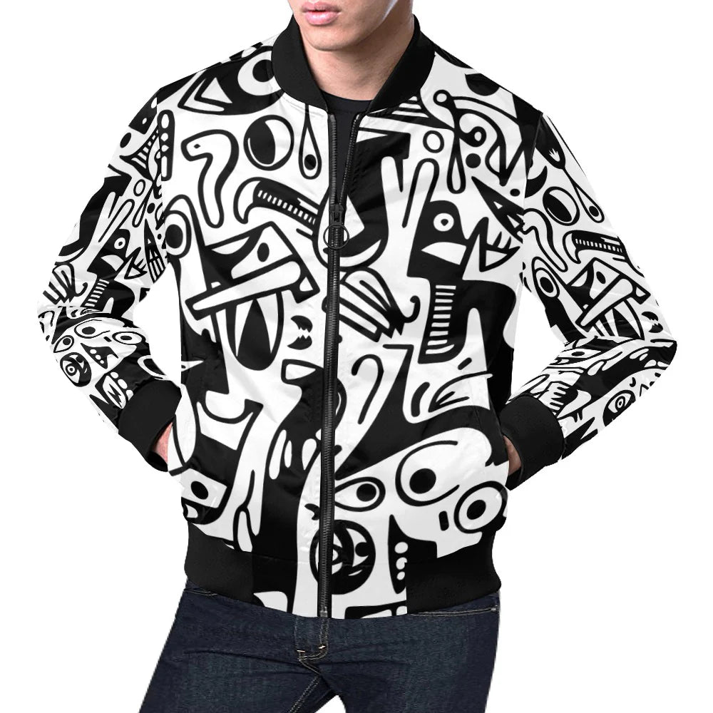 Men's All Over Print Bomber Jacket (Model H19)