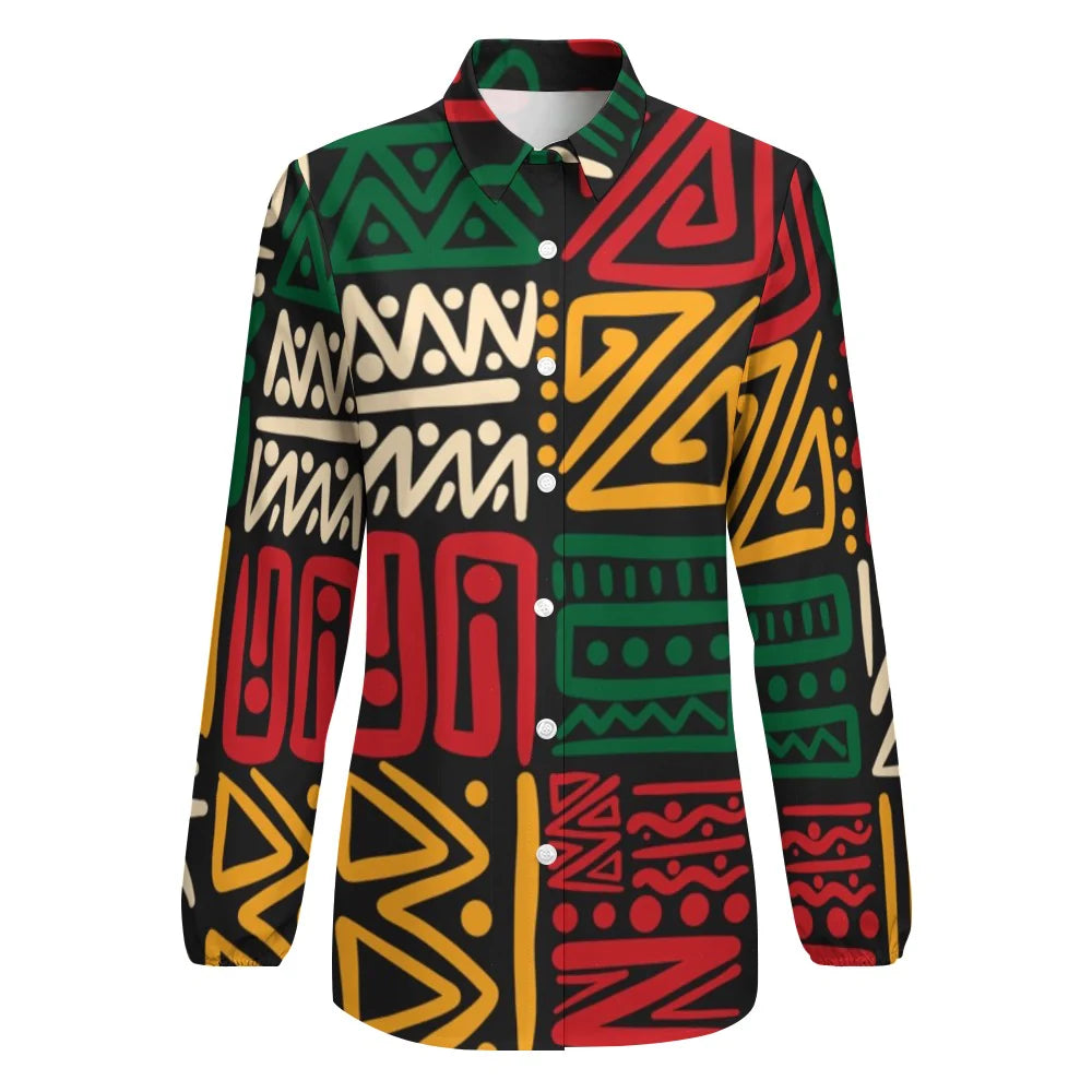 Women's Vintage Casual Long Sleeve Button-Down Shirt