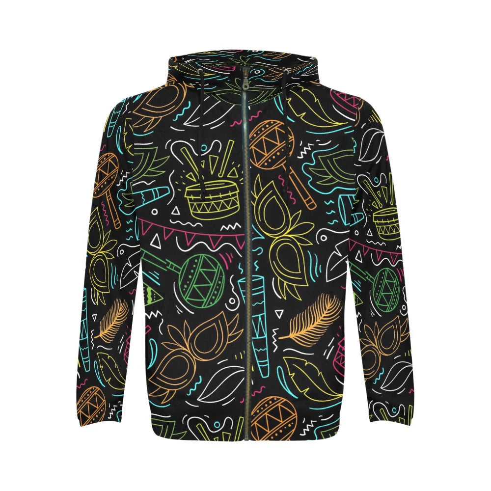 Men's All Over Print Full Zip Hoodie (Model H14)