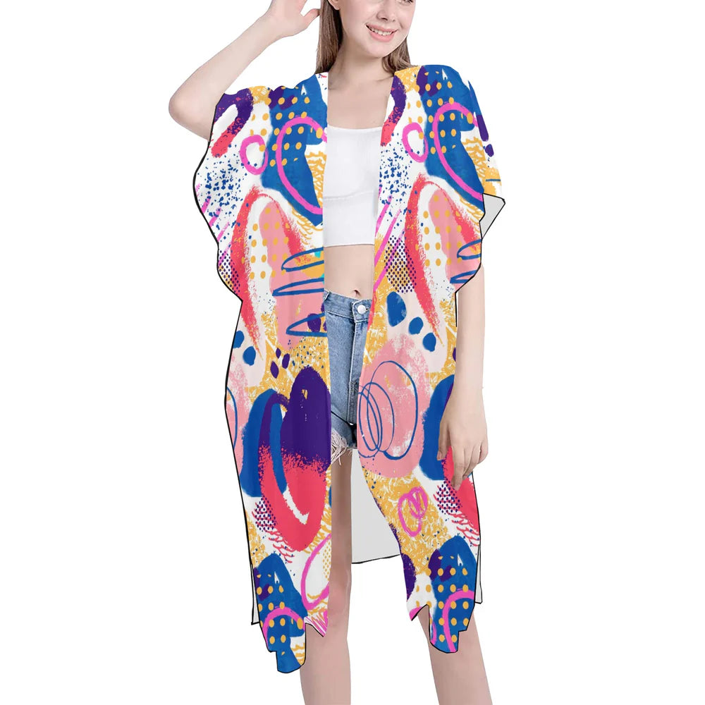 Women's Mid-Length Side Slits Chiffon Cover Up (H50)