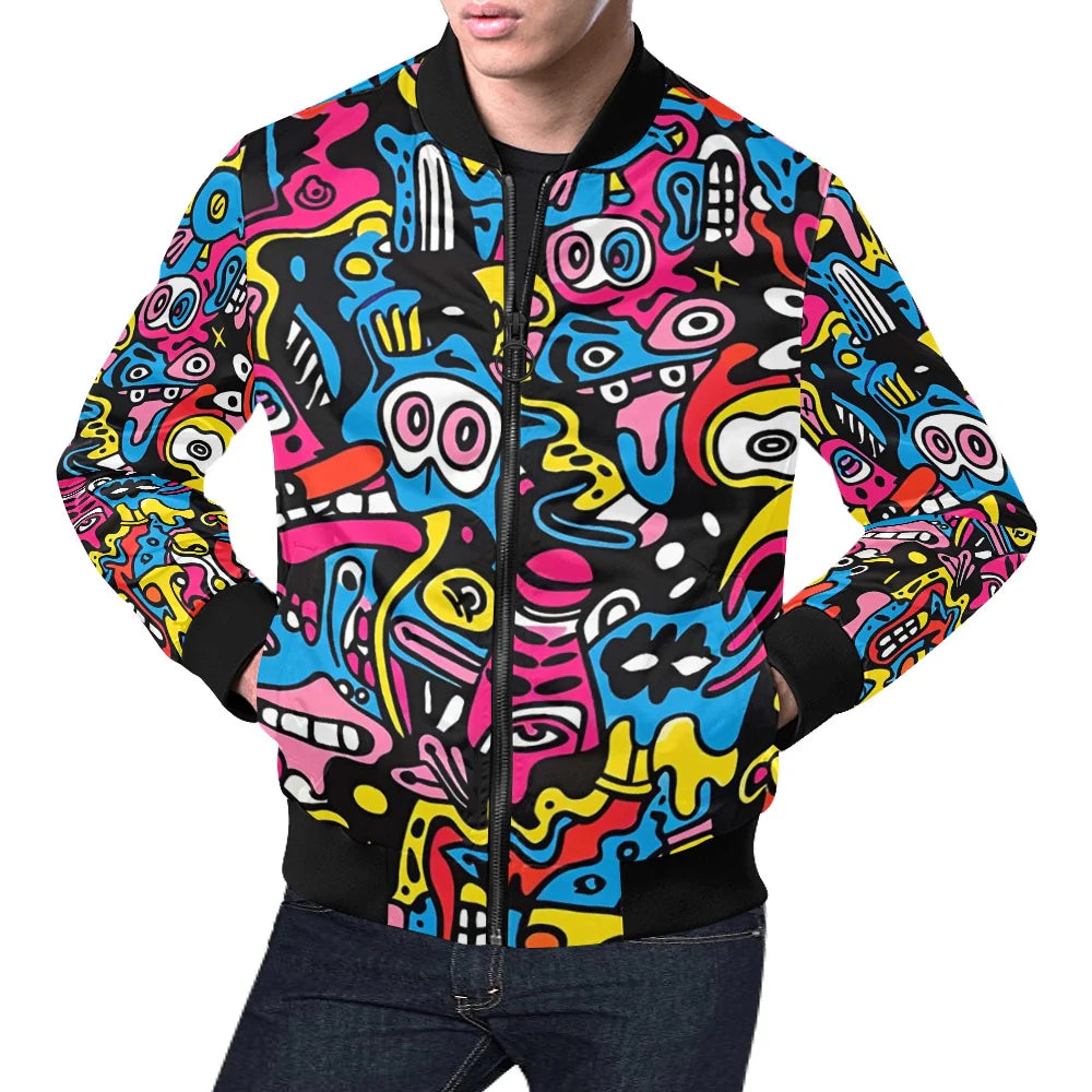 Men's All Over Print Bomber Jacket (Model H19)