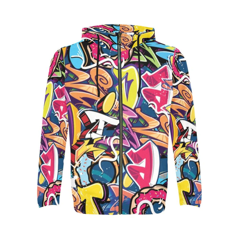 Men’s All Over Print Full-Zip Hoodie (Model H14)