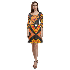 Women's 3/4 Sleeve Round Neck Sundress(Model D23)