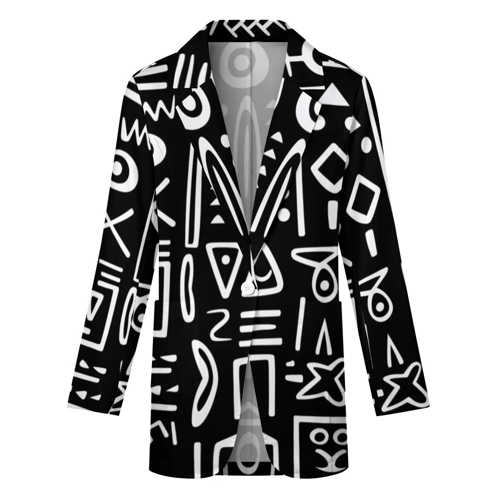 Women's Afro-Centric Geometric Print Blazer Jacket