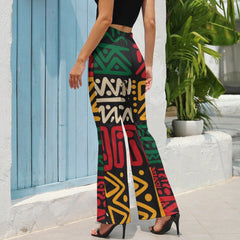 AfroCentrc Pattern  Black culture Black History Harlem Renaissance LP Flared Pants ( Harlem Print Magic)