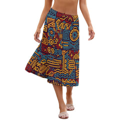 AfroCentrc Pattern  Black culture Black History Harlem Renaissance Skirt ( Harlem Print Magic)