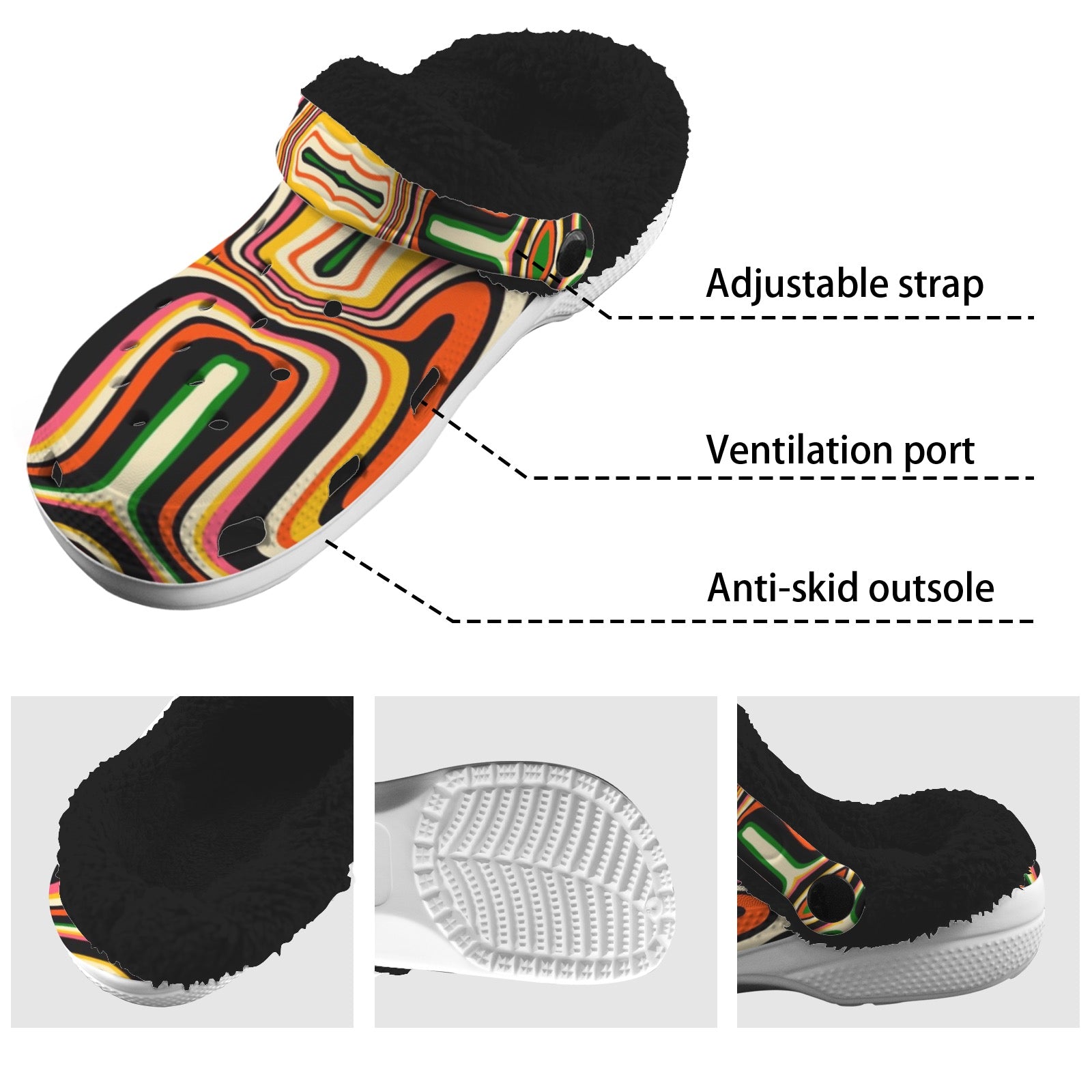 Custom Print Fleece Lined Adults Clogs