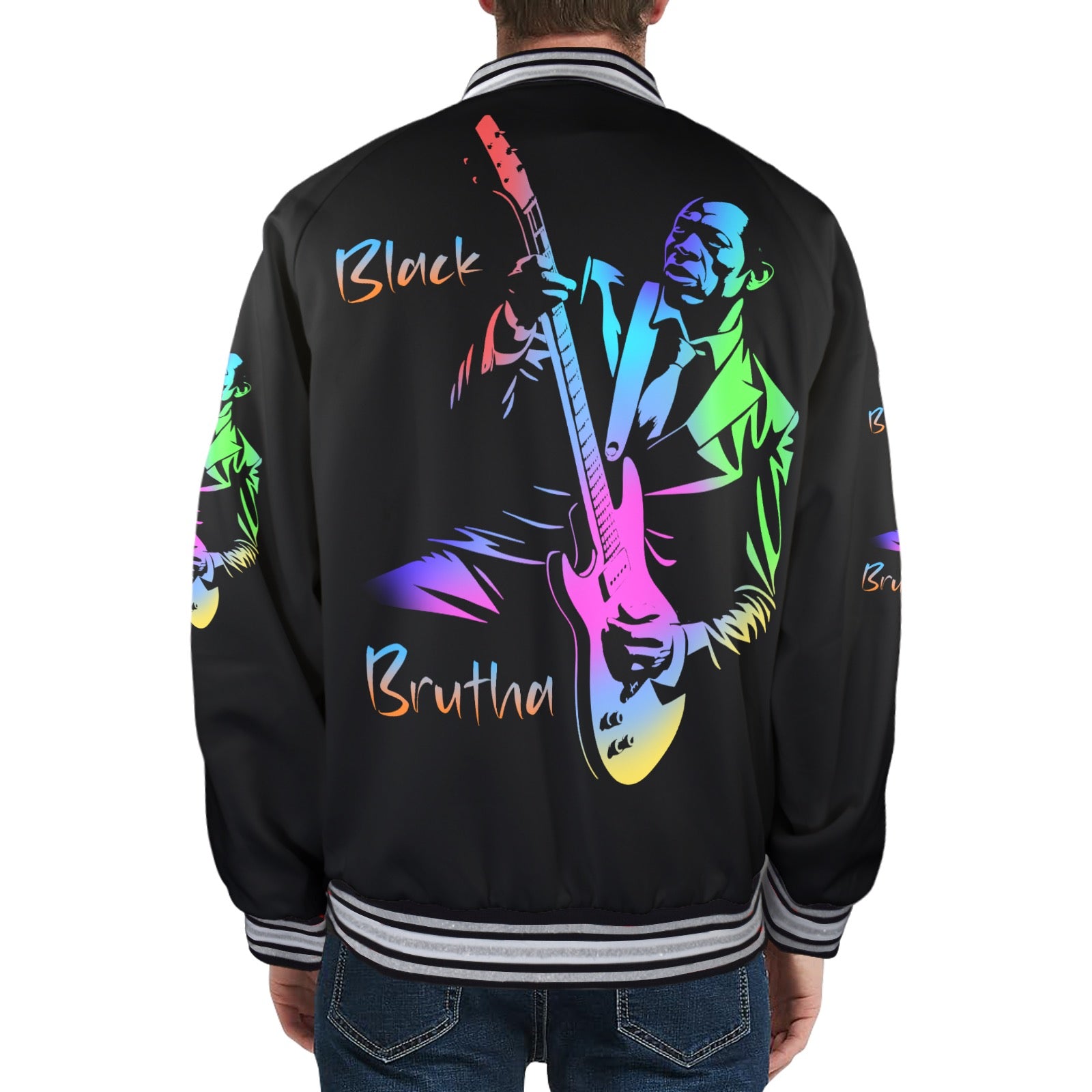 New Men's Striped Trim Bomber Jacket
