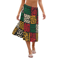 AfroCentrc Pattern  Black culture Black History Harlem Renaissance Skirt  ( Harlem Print Magic)