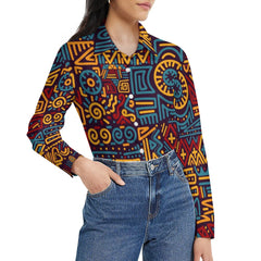 AfroCentrc Pattern  Black culture Black History Harlem Renaissance Women's long sleeved lining ( Harlem Print Magic)