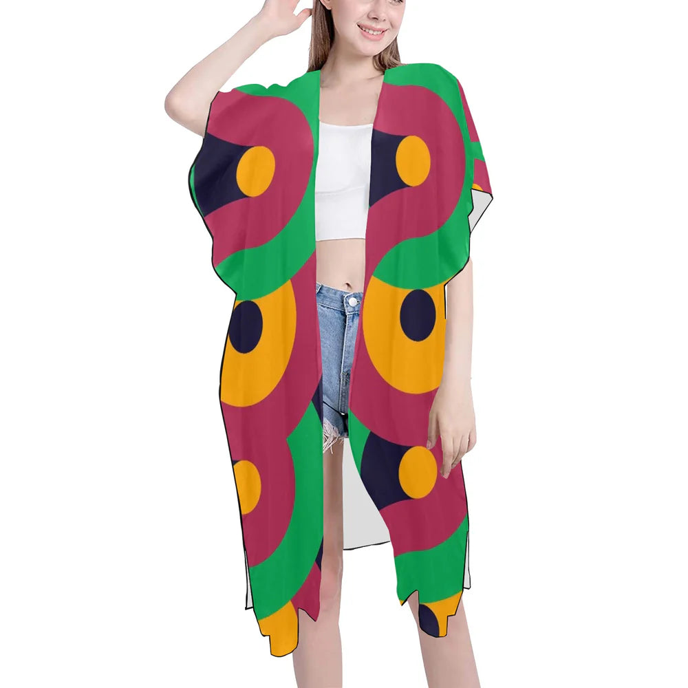 Mid-Length Side Slits Chiffon Cover Up (H50)