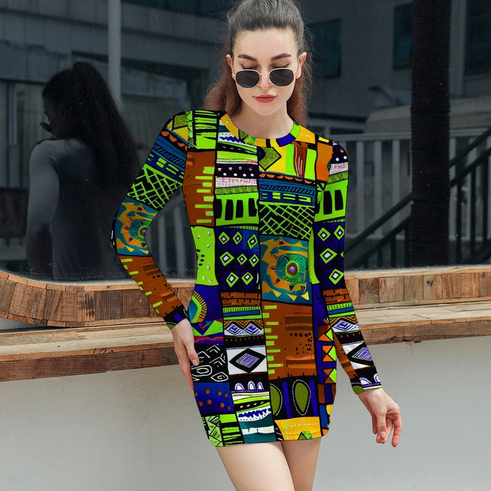 Robe moulante élégante à manches longues pour femme