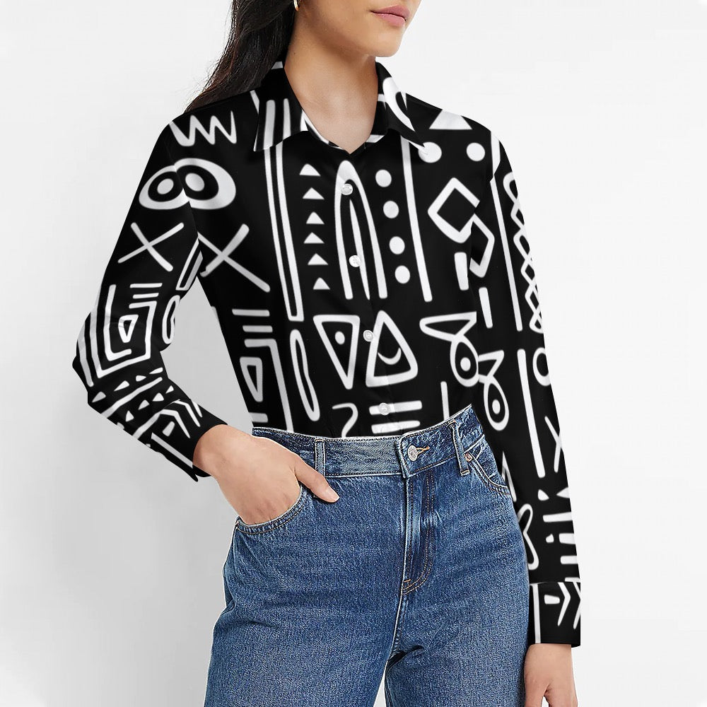 AfroCentrc Pattern  Black culture Black History Harlem Renaissance Women's long sleeved lining  ( Harlem Print Magic)