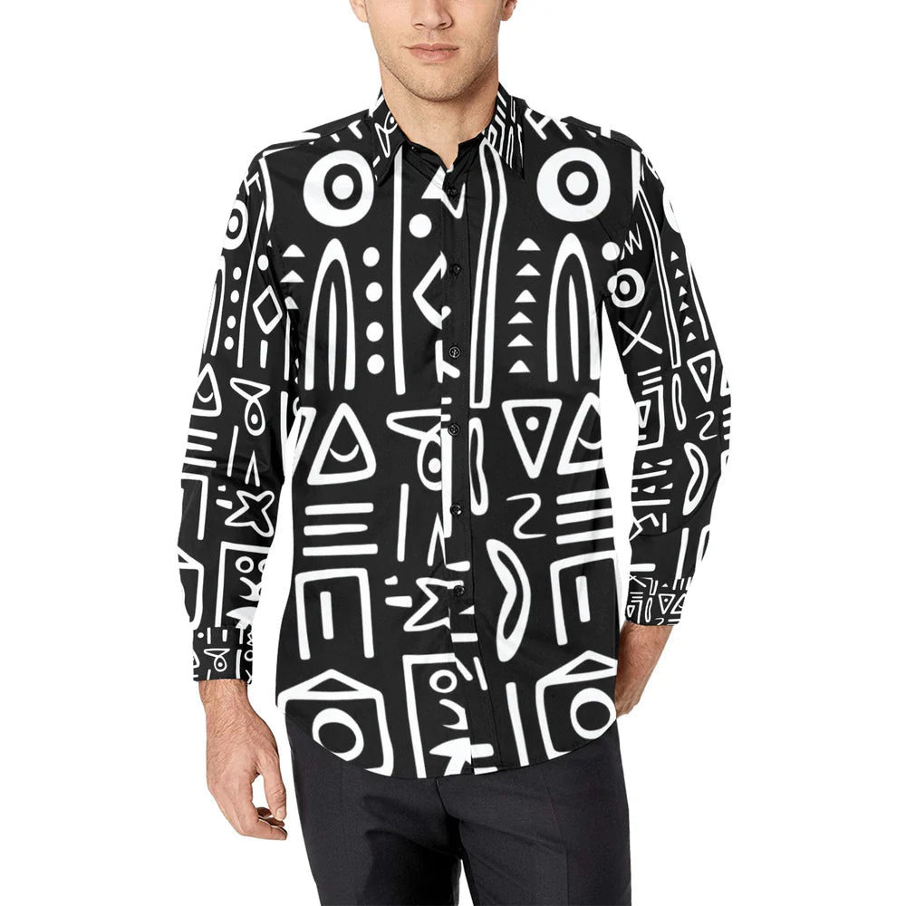 Men's All Over Print Long Sleeve Shirt(Without Pocket)(T61)
