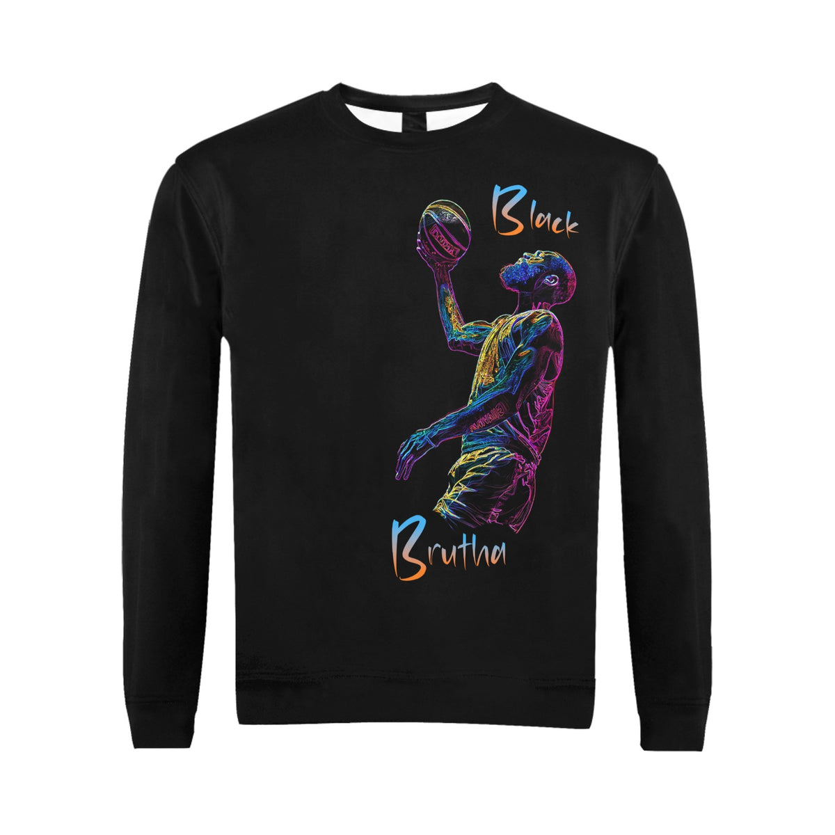 Black Brother: Basket Ball Design, Men's Crewneck Sweatshirt - Black Culture, African History