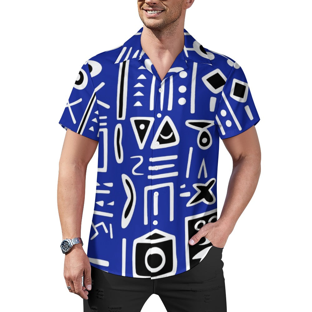Afrocentrc Pattern  Black culture Black History Harlem Renaissance Cuban collar shirt ( Harlem Print Magic)