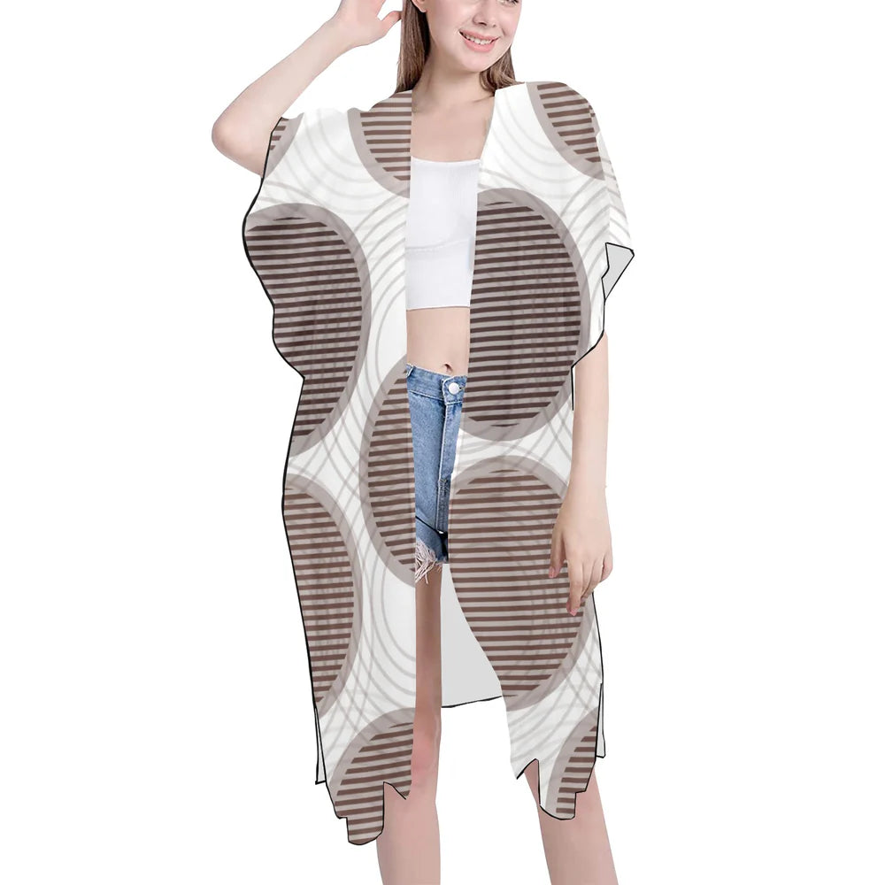 Women's Mid-Length Side Slits Chiffon Cover Up (H50)