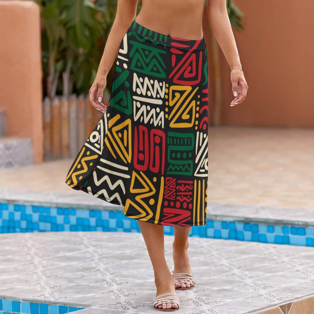 AfroCentrc Pattern  Black culture Black History Harlem Renaissance Skirt  ( Harlem Print Magic)