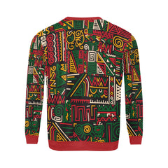 AfroCentrc Pattern  Black culture Black History Harlem RenaissanceMen's All Over Print Sweatshirt  ( Harlem Print Magic)