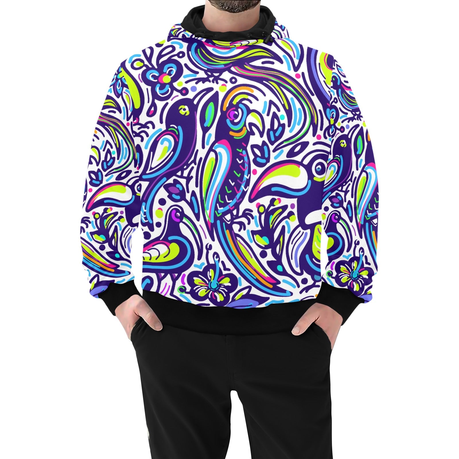 Men’s High-Neck Pullover Hoodie (Model H24)