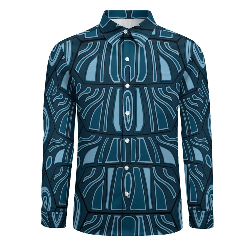 Men’s Peach Long-Sleeve Shirt with Chest Pocket