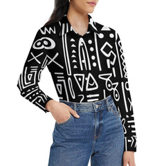 AfroCentrc Pattern  Black culture Black History Harlem Renaissance Women's long sleeved lining  ( Harlem Print Magic)