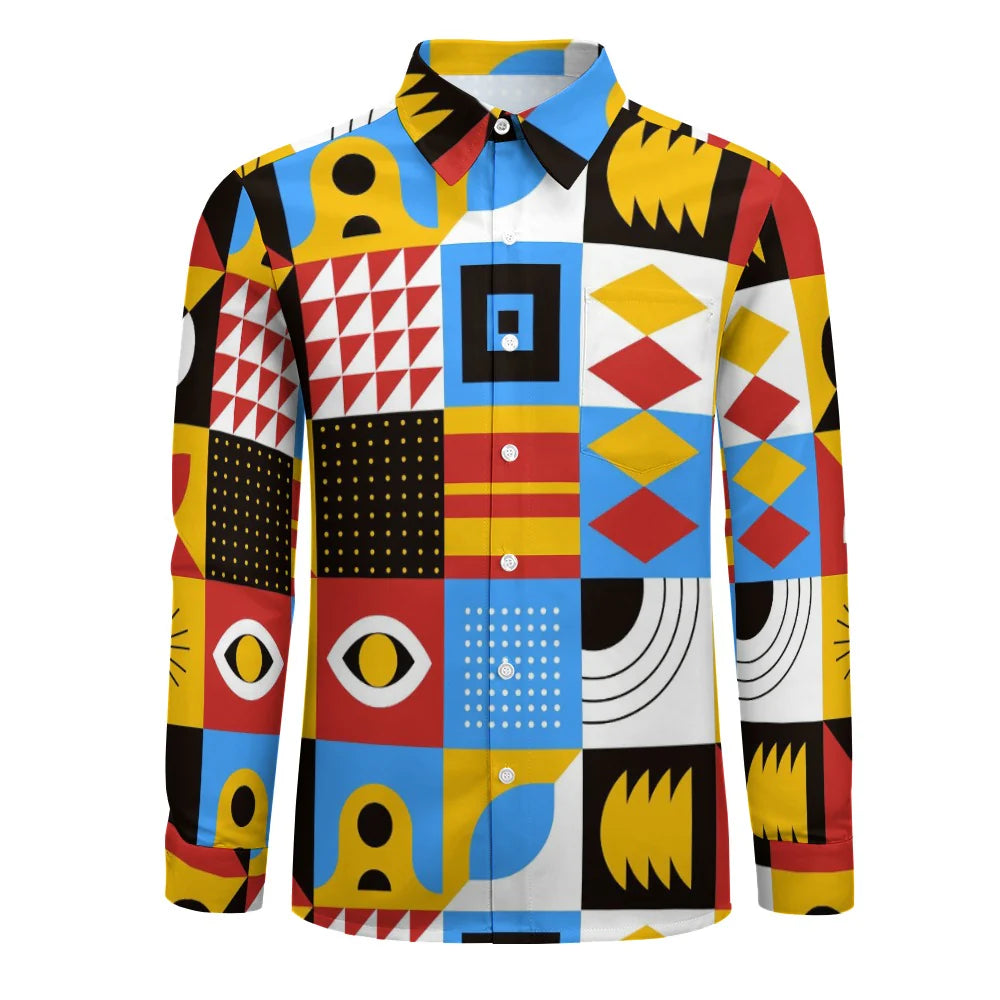 Peach Velvet Casual One Pocket Long Sleeve Shirt HPM