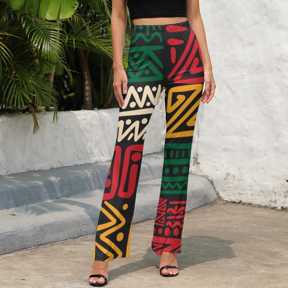 AfroCentrc Pattern  Black culture Black History Harlem Renaissance LP Flared Pants ( Harlem Print Magic)