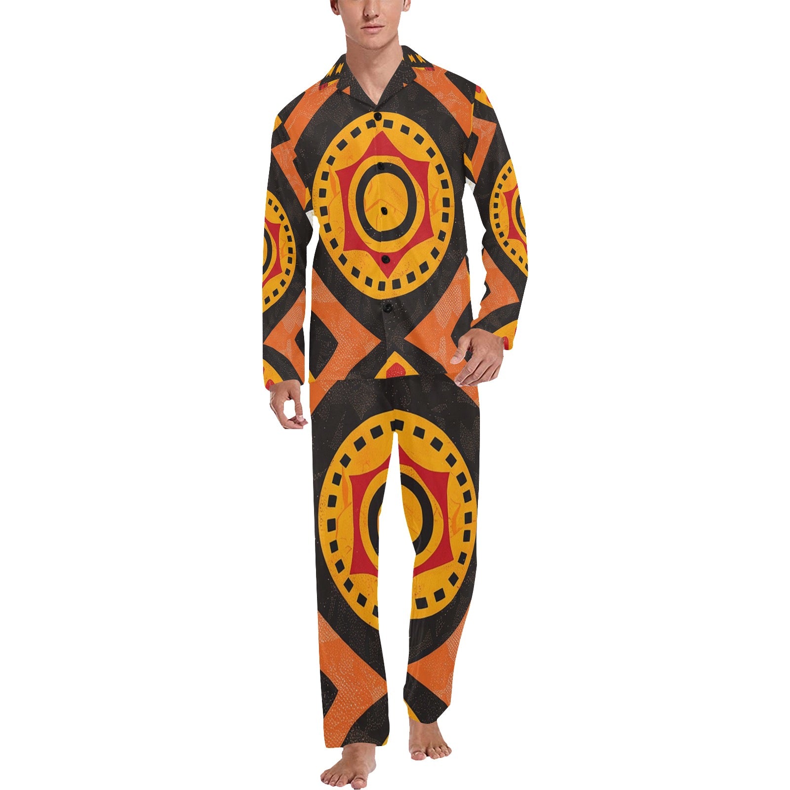 Men's V-Neck Long Pajama Set