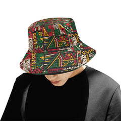 AfroCentrc Pattern  Black culture Black History Harlem RenaissanceUnisex Summer Bucket Hat (Harlem Print Magic)