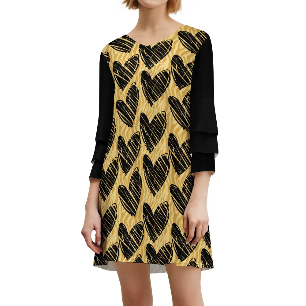 Lotus leaf sleeve dress