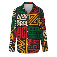 AfroCentrc Pattern  Black culture Black History Harlem Renaissance (Women's long sleeved lining ( Harlem Print Magic)